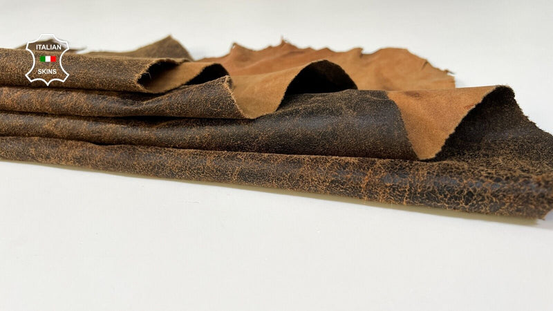 BROWN VINTAGE LOOK VEGETABLE TAN Thin Soft Goatskin leather 6+sqf 0.6mm #B9327