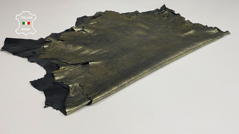 METALLIC BRONZE CRACKLED ANTIQUED Soft Lamb leather 2 skins 10+sqf 0.6mm #B2516