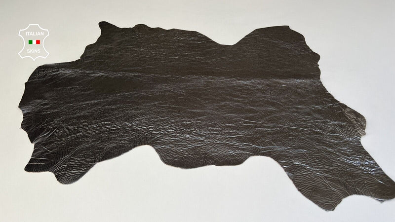 METALLIC GUNMETAL CRINKLED COATED Soft Italian Goatskin leather 4sqf 1.0mm B9634