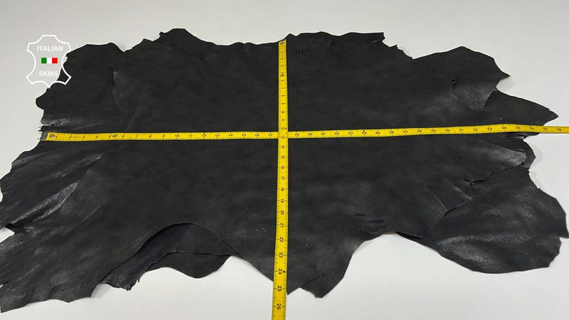 BLACK GUNMETAL SHIMMER PRINT ON Soft Goatskin leather 5 skins 15sqf 0.8mm #B9196