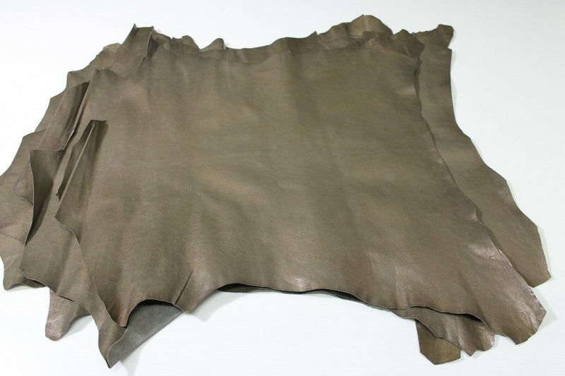 PEARLIZED OLIVE Italian Goatskin leather 6 skins hides total 20sqf 0.7mm #5784