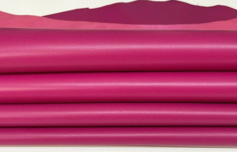 FUCHSIA hot pink smooth Lambskin Lamb Sheep leather 2 skins 10sqf 0.8mm #A7205