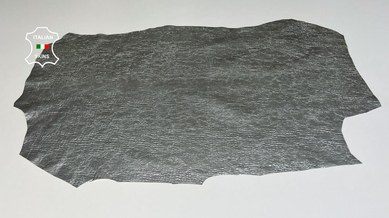 METALLIC SILVER REPTILE Print On Thin Soft Lambskin leather 6sqf 0.6mm #B3533