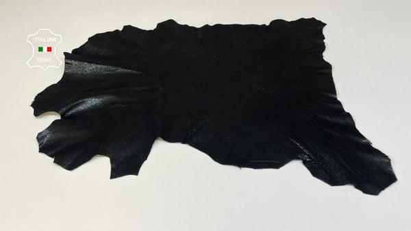 BLACK & TEAL SHINY CRACKED SHIMMER Soft Goatskin leather hides 5sqf 0.8mm #B5707