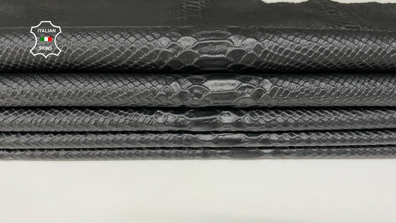 BLACK SNAKE EMBOSSED textured lambskin leather 2 skins total 15sqf 0.8mm #A8776