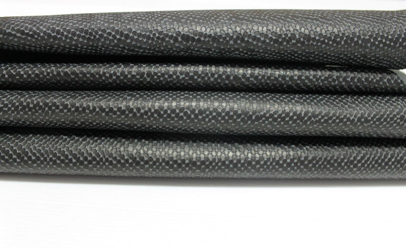 BLACK REPTILE EMBOSSED Strong Italian Goatskin Leather 2 skins hides 12sqf A3742