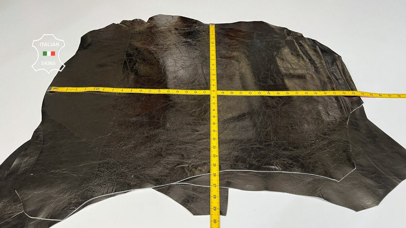 METALLIC DARK PEWTER CRINKLED HOLOGRAPHIC Goat leather 4 skins 20sqf 0.9mm B7008