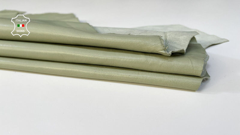 TEA GREEN SEMI GLOSS Soft Italian Lambskin leather Bookbinding 6sqf 0.7mm #B9564