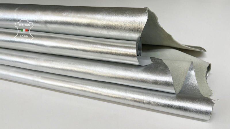 METALLIC SILVER Italian Goatskin Goat leather hides 3 skins 16sqf 1.0mm #B7512