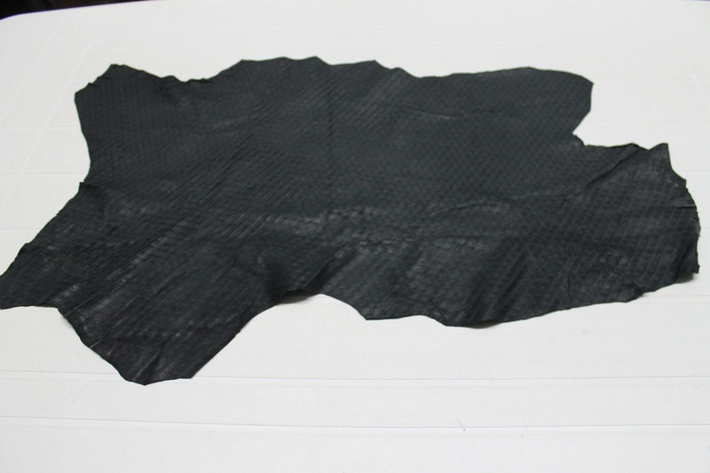 Italian Lambskin leather hides skin skins NATURAL ANTHRACITE LOZENGE PRINT 3+sqf