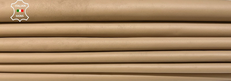 KHAKI BEIGE Italian Lambskin leather hides Bookbinding 2 skins 16sqf 1.0mm B9696