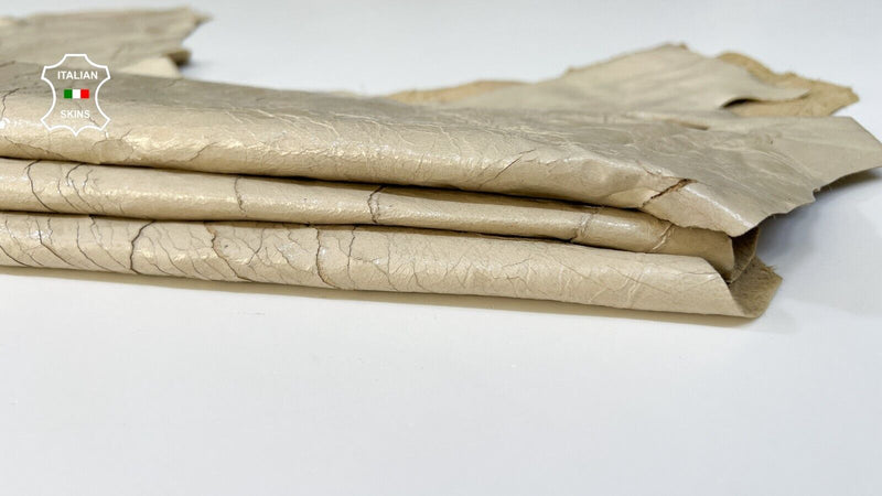 BEIGE CREAM CRACKLED Soft Italian Lambskin leather Bookbinding 5+sqf 0.7mm B9546
