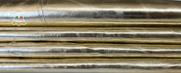 METALLIC LIGHT GOLD CRINKLED ROUGH Thin Goat leather 12 skins 40sqf 0.5mm #B7502