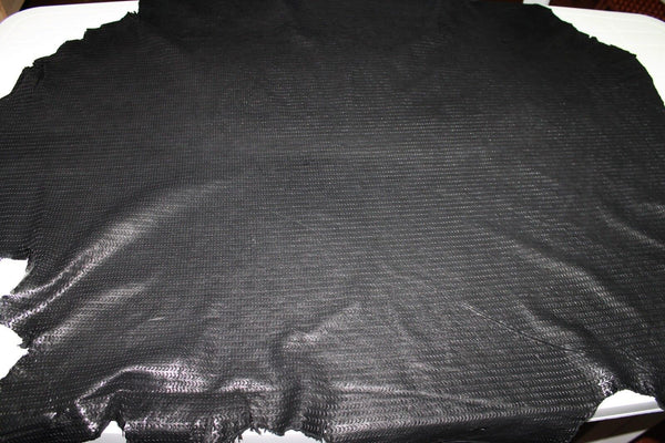 Italian lambskin leather skin WASHED BLACK SEMI CIRCLES CUT 9+sqf