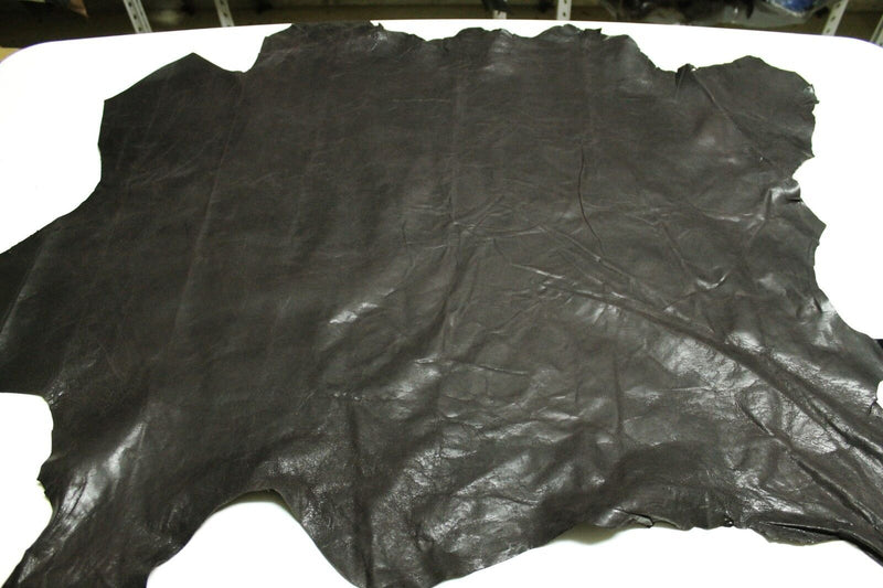 Italian Lambskin leather skins hides hide skin PULL UP DARK BROWN ANTIQUED 7+sqf