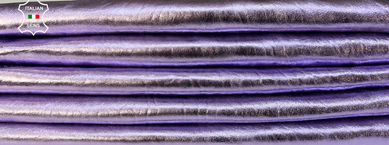 METALLIC VIOLET PINK CRINKLED Thick Goatskin leather 2 skins 11sqf 1.1mm #B9348