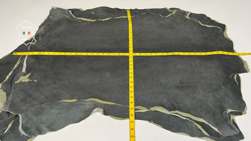 DARK SUEDE ANTIQUED BACKED Italian Stretch Lamb leather 4skins 24sqf 0.6mm B7159