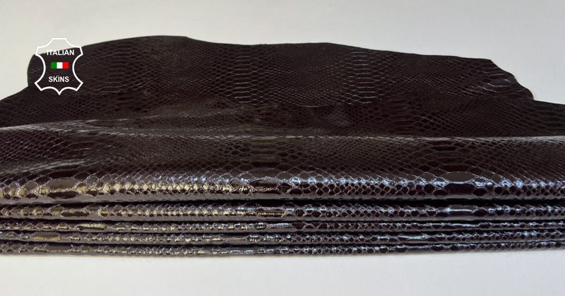BURGUNDY SHINY SNAKE PRINT ON Soft Lambskin leather 2 skins 10+sqf 0.6mm B5022