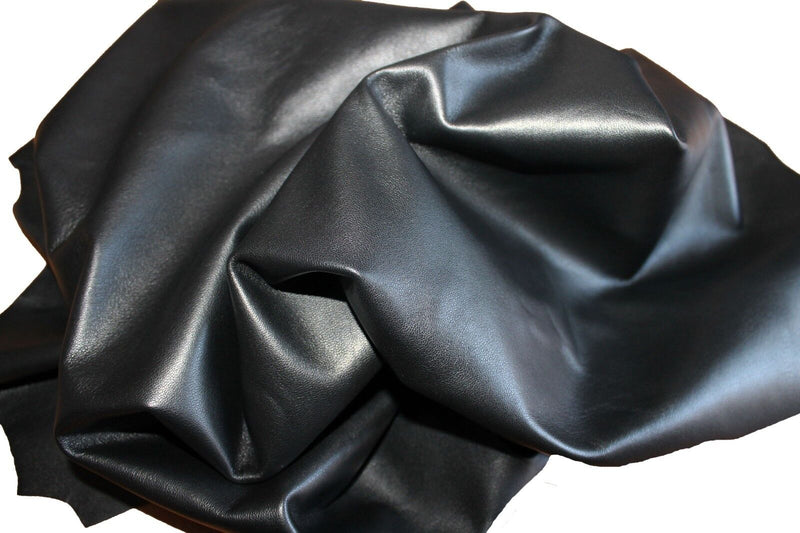 Italian hides Lambskin soft Leather hide skin skins JET BLACK 6sqf