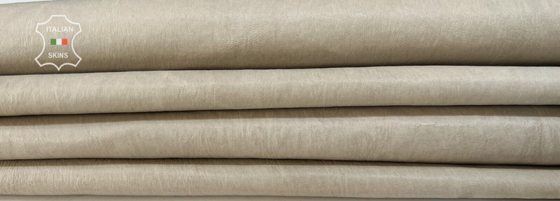 NATURAL KHAKI GRAY Thin Italian STRETCH Lamb leather 3 skins 10sqf 0.6mm #B7469