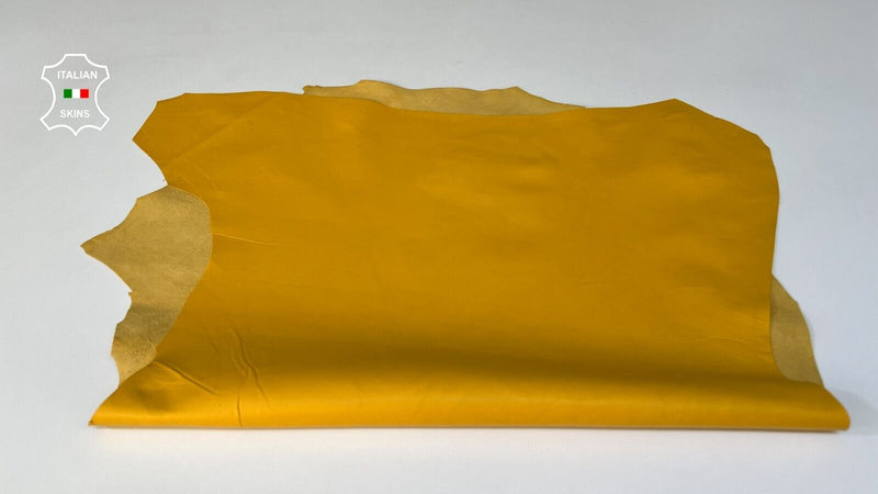 MUSTARDY YELLOW Thin Soft Italian Lambskin leather hide hides 4sqf 0.6mm #B9733