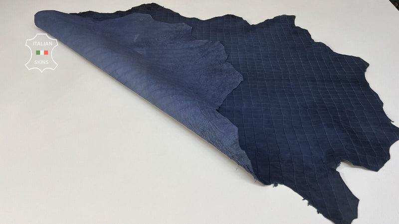 BLUE ANTIQUED CROCODILE PRINT On VEGETABLE TAN Lambskin Leather 9sqf 1.6mm B7932