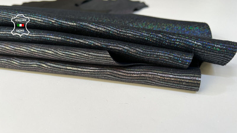 METALLIC BLUE & GUNMETAL LIZARD PRINT On Goat Leather 2 skins 5+sqf 1.0mm #B9308