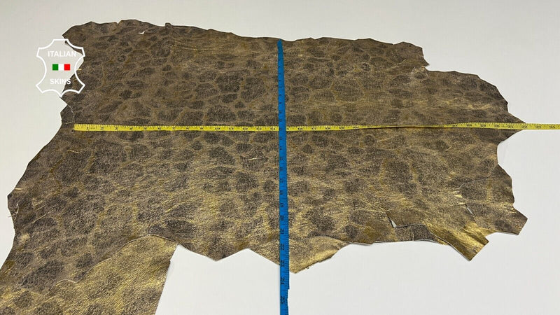 METALLIC OLD GOLD GIRAFFE TEXTURED ON Lamb leather 2 skins 10+sqf 0.6mm #B6055