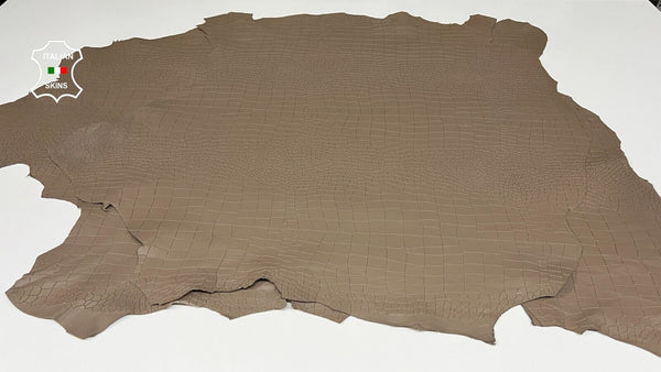BEIGE CROCODILE TEXTURED On VEGETABLE TAN Lamb leather 2 skins 16sqf 1.3mm B8789