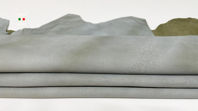 VINTAGE GRAY ON OLIVE Soft Italian Lambskin leather hide hides 5sqf 1.2mm #B2687