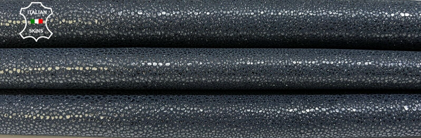METALLIC BLUE GLITTERS SHIMMER PRINT Thick Soft Goat leather 3+sqf 1.2mm #B9188