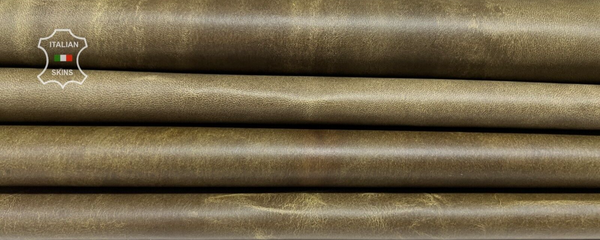 OLIVE GREEN VINTAGE Italian Stretch Lambskin leather 8 skins 48sqf 0.7mm #B7430