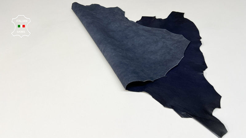 NAVY BLUE ANTIQUED VEGETABLE TAN ROUGH Thick Goatskin Leather 3+sqf 1.2mm B9604