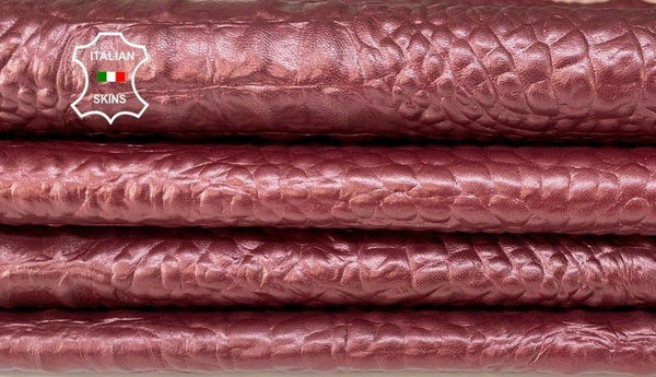 wine raisin pearlized alligator crocodile embossed lambskin 7sqf 0.8mm #A8527