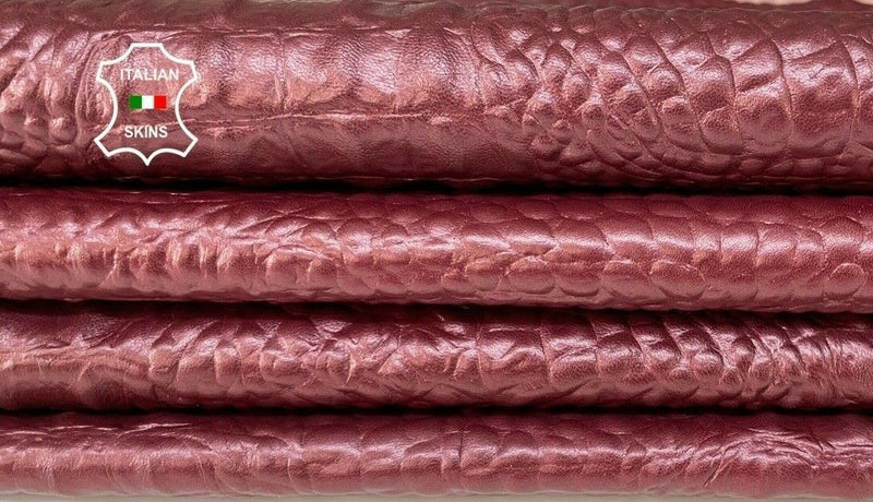 wine raisin pearlized alligator crocodile embossed lambskin 7sqf 0.8mm #A8527