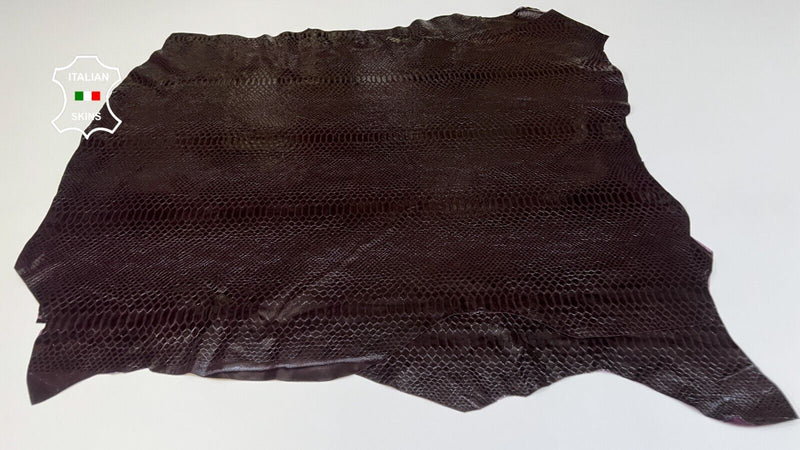 BURGUNDY SHINY SNAKE PRINT ON Soft Lambskin leather 2 skins 10+sqf 0.6mm B5022