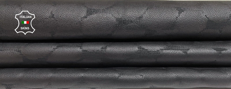 BLACK CIRCLES PRINT TEXTURED Thick Soft Lambskin leather hide 4+sqf 1.1mm #B2594