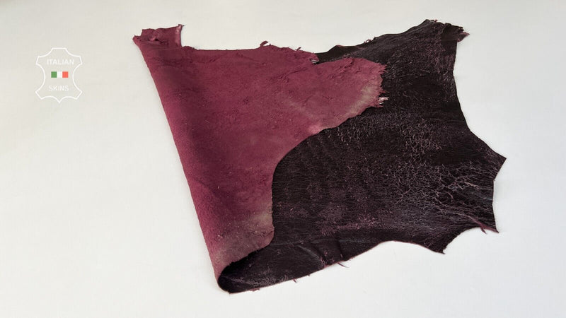 DARK PLUM CRACKLE VERY VINTAGE Soft Italian Lambskin leather 4+sqf 0.9mm #B8085