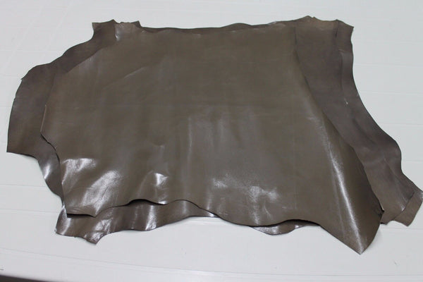 Italian Goatskin leather skins skin THIN STRONG SHINY TAUPE 10sqf #A1374