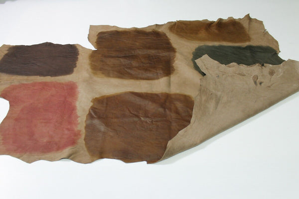 HAND PAINTED BRUSHED BROWN soft Italian Lambskin leather skin 7sqf #A4857