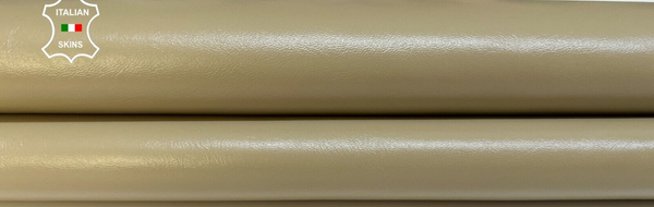 KHAKI BEIGE SHINY Soft Italian Lambskin sheep leather hides 5sqf 0.9mm #B5120