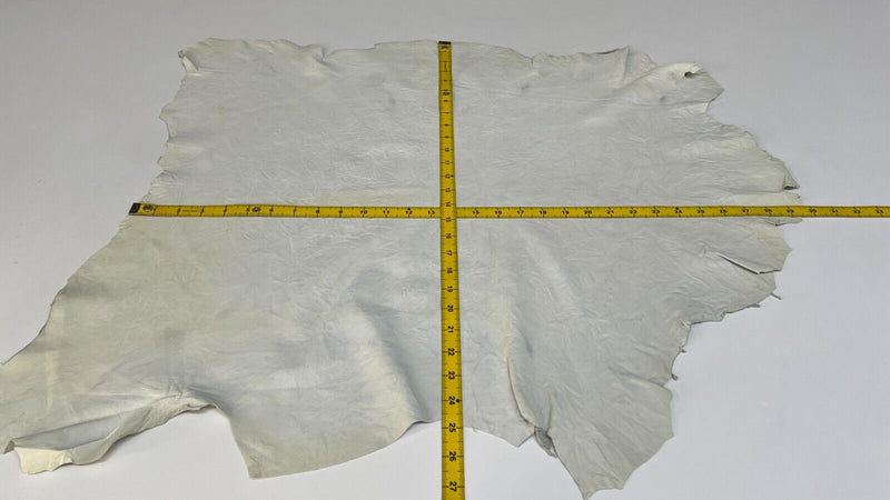 OFF WHITE CRINKLE UNDYED Soft Italian Lambskin leather hides 5sqf 0.7mm #B8436