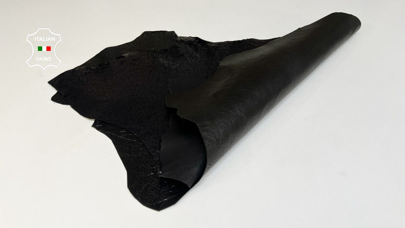 PATENT BLACK 2 SHADES CRINKLED Goatskin leather hides 2 skins 9+sqf 0.8mm #B5513