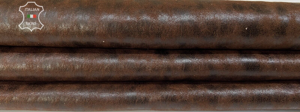 BROWN ANTIQUED VINTAGE LOOK Soft Italian Stretch Lamb leather 5sqf 0.8mm #B7417