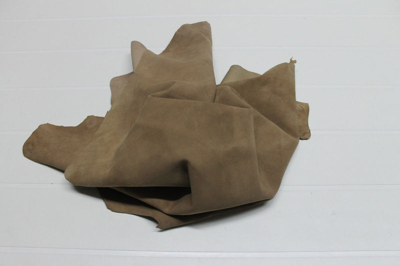 Italian Goatskin leather hide hides  skins SUEDE LIGHT WALNUT BROWN  #9539 3sqf