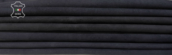 DARK BLUE BLACK SUEDE Thin Soft Italian Lamb leather 2 skins 10+sqf 0.6mm #B8294