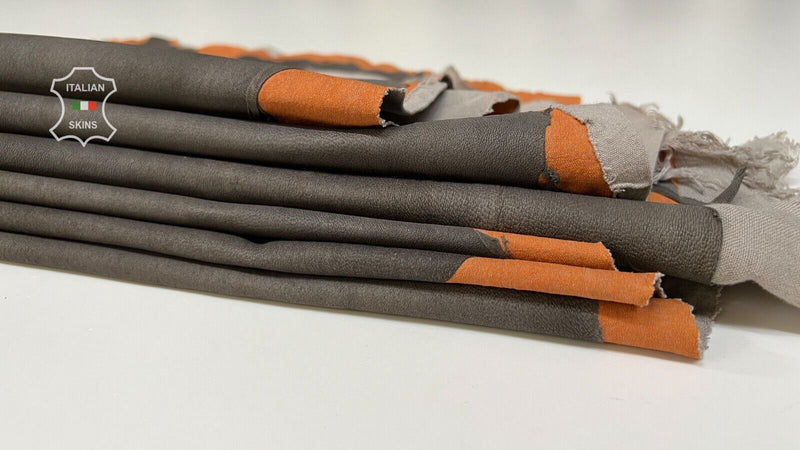 NATURAL GRAY ANTIQUED Soft Stretch Lambskin leather 2 skins 12sqf 0.7mm #B7134