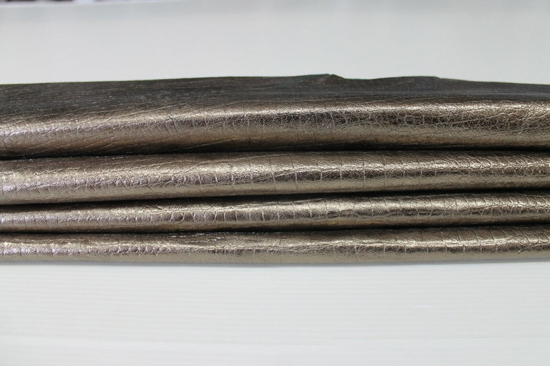 METALLIC CROCODILE BRONZE SMOKED Lambskin leather 10 skins 60sqf 0.7mm #A6629