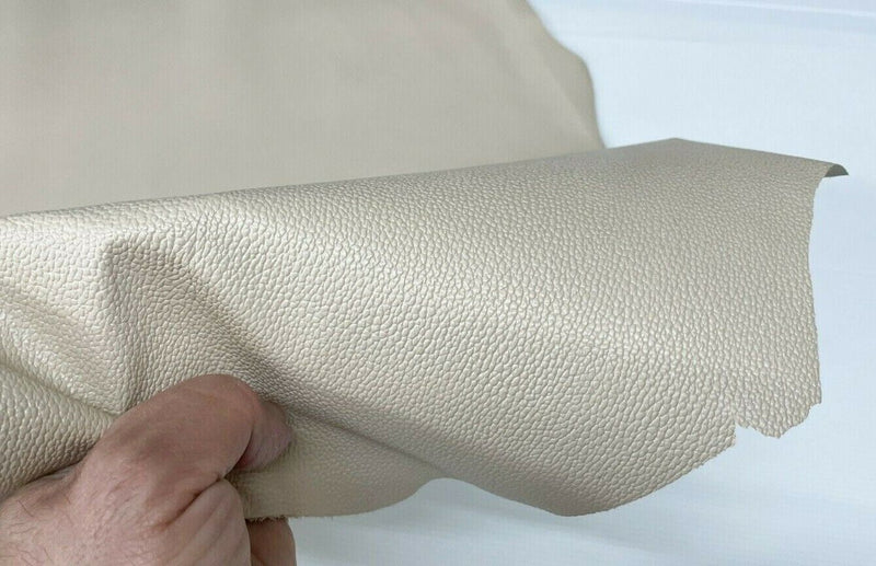 PEBBLE GRAINY IVORY Italian Goatskin leather skin skins hides 5sqf 0.7mm #A7580