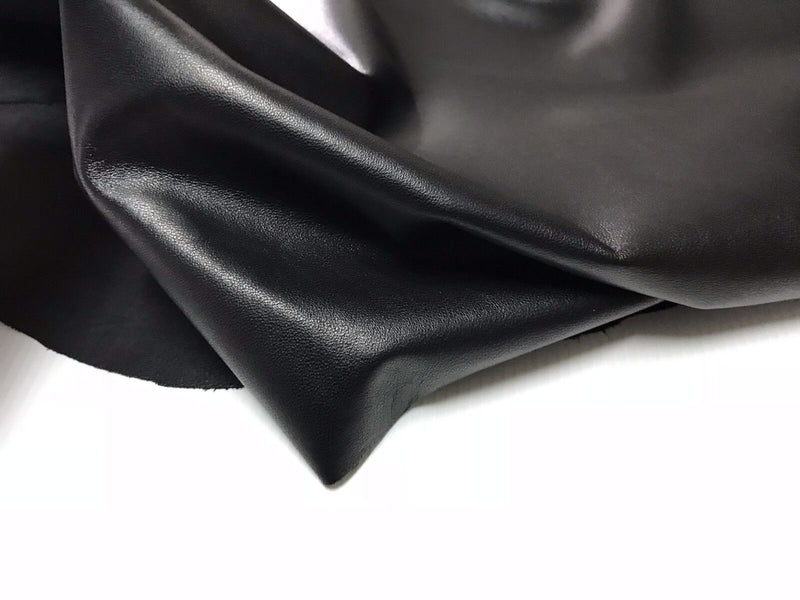 Italian hides Lambskin soft Leather hide skin skins JET BLACK 6sqf